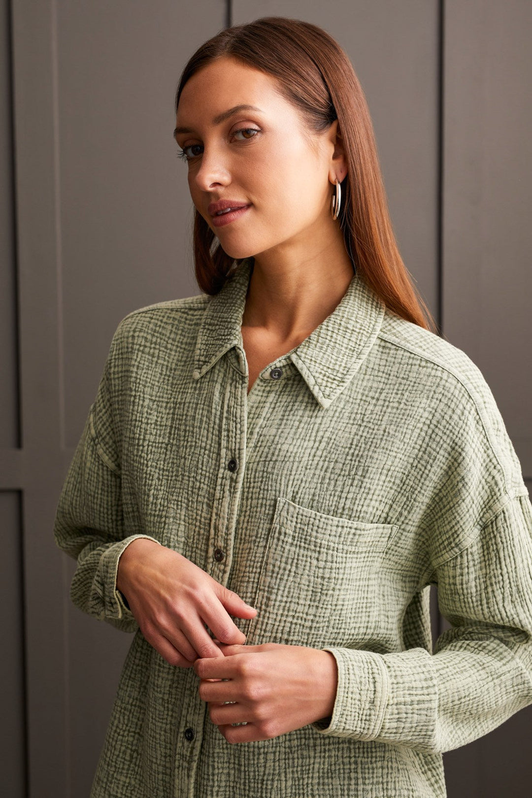 Tribal Gauze Button Down Shirt