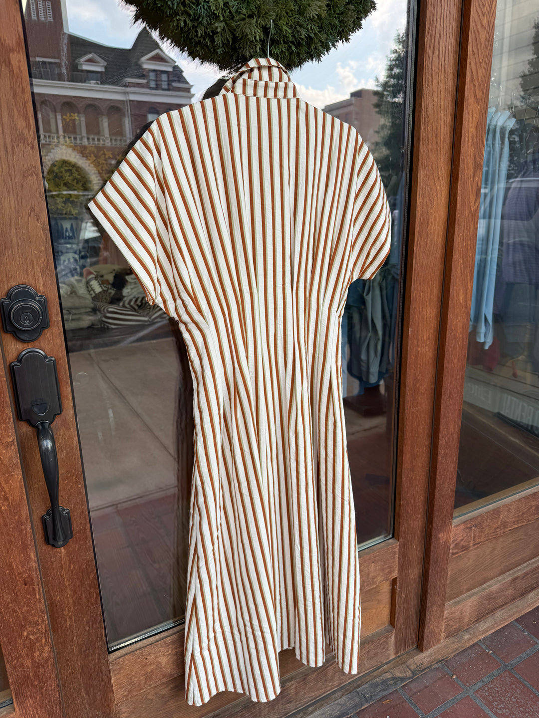 THML Brown Stripe Button Up Maxi Dress