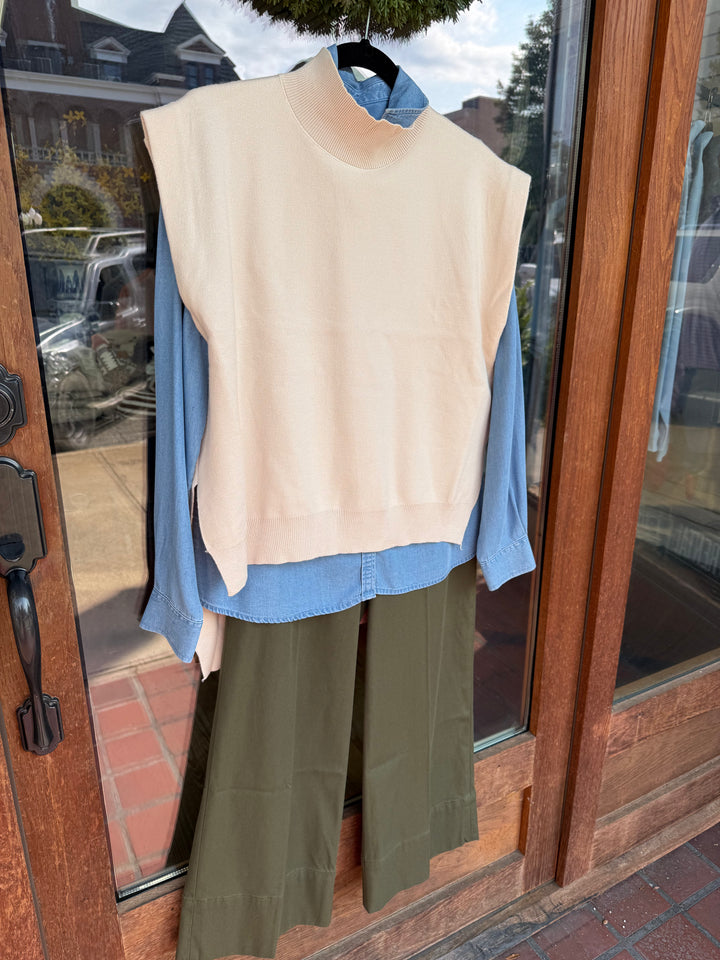 Entro Oatmeal Mock Neck Tunic Sweater