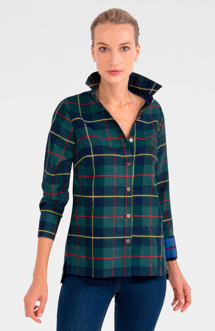 Gretchen Scott Comfy Cozy Shirt- Green Plaid