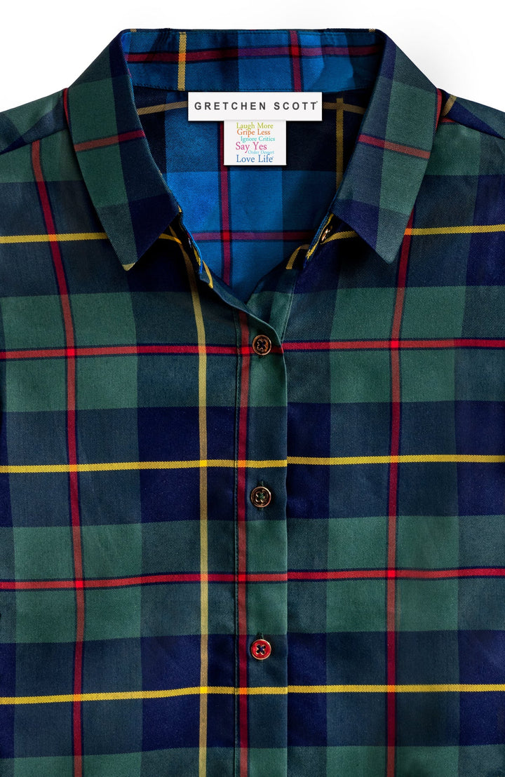 Gretchen Scott Comfy Cozy Shirt- Green Plaid
