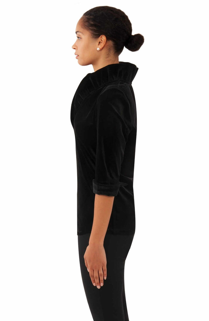 Gretchen Scott Ruffneck Top- Black Velvet