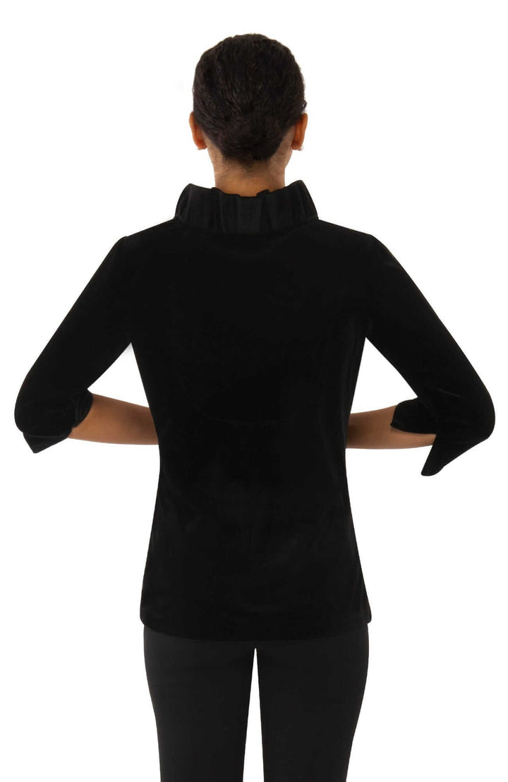 Gretchen Scott Ruffneck Top- Black Velvet
