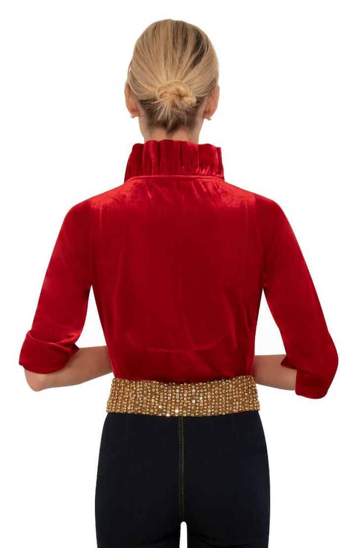 Gretchen Scott Ruffneck Top- Red Velvet