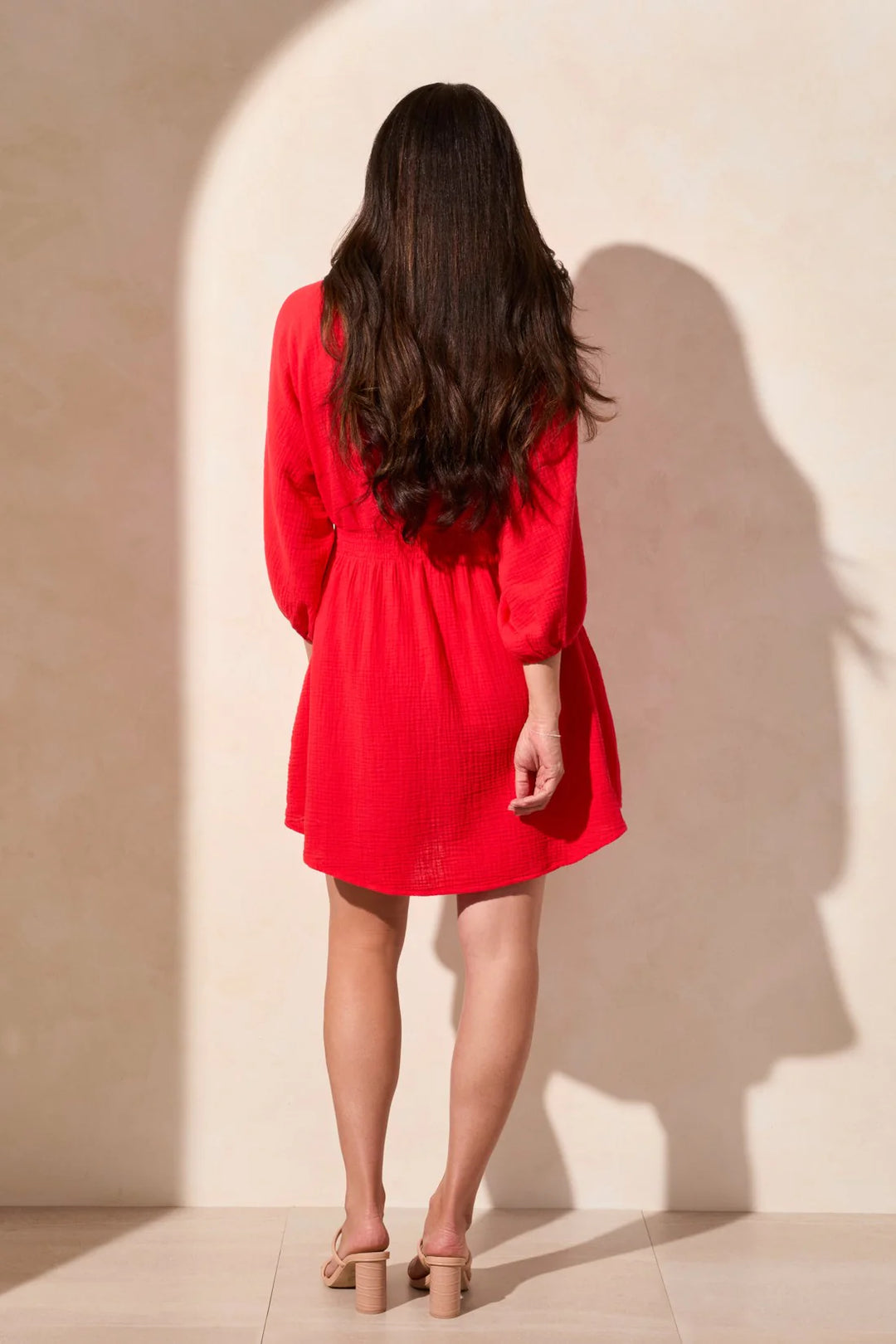 Tribal Smocked Puff Sleeve Dress - Bayberry