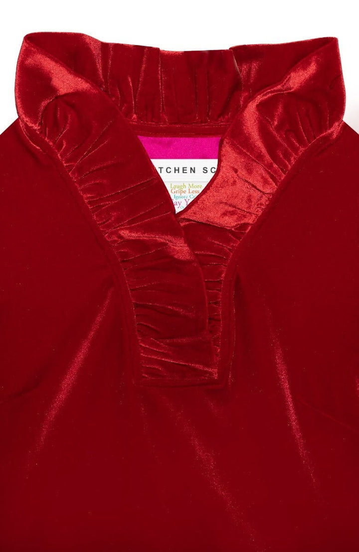 Gretchen Scott Ruffneck Top- Red Velvet