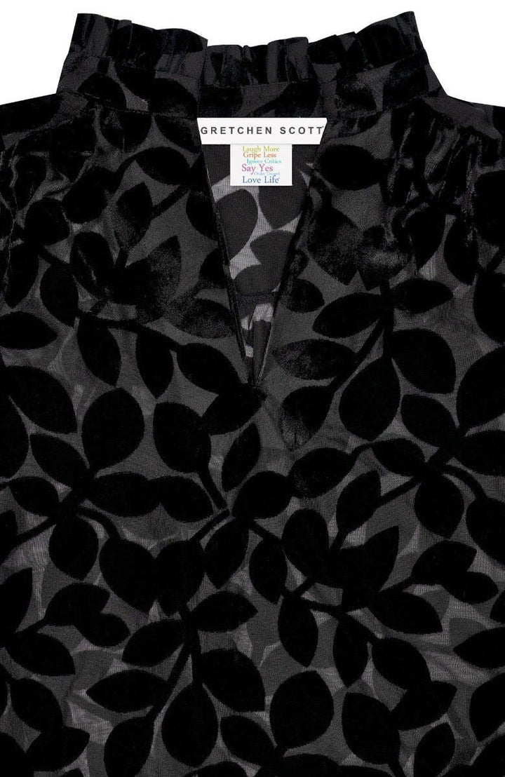 Gretchen Scott Ruffleneck Tunic- Luxe Leaf Velvet