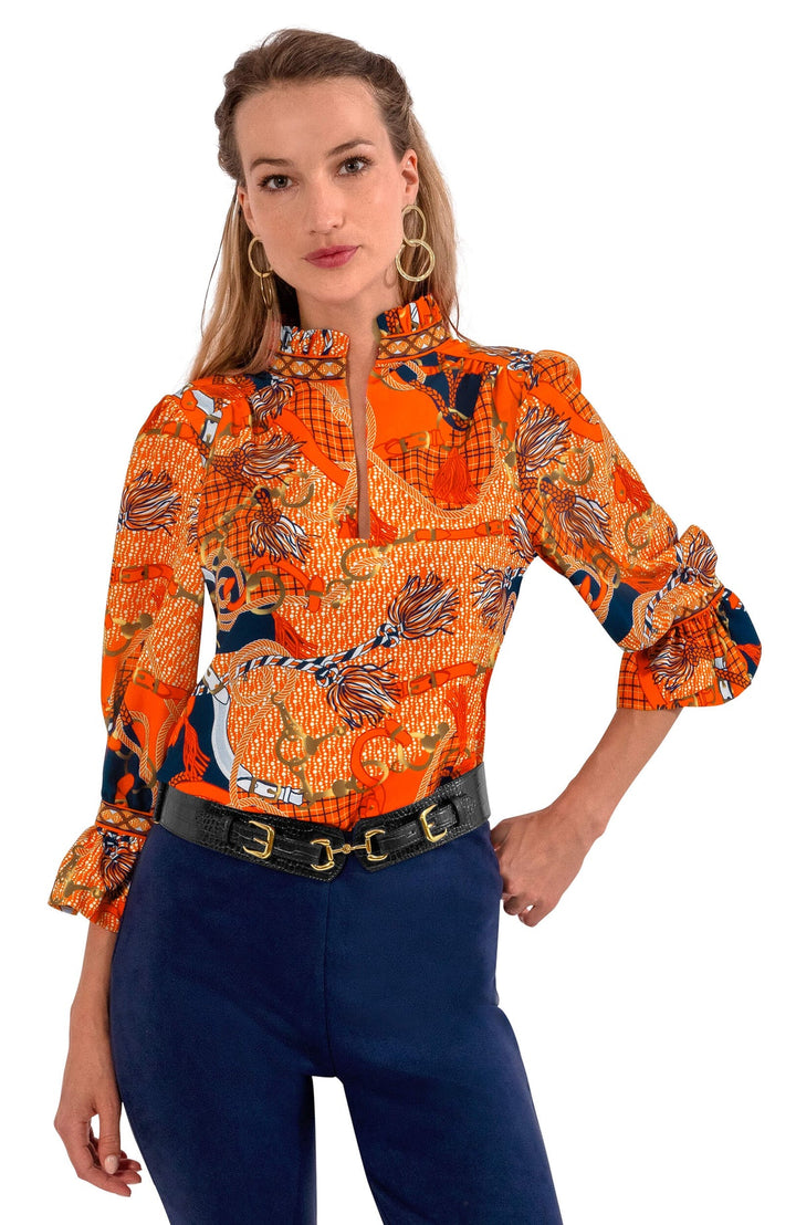 Gretchen Scott Ruffleneck Tunic- Orange Ditto