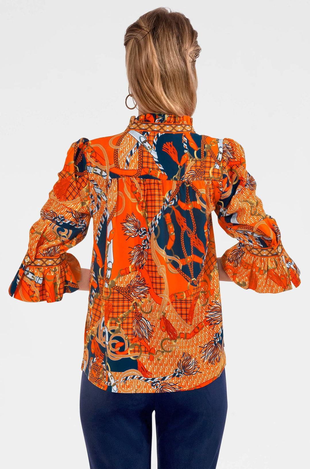 Gretchen Scott Ruffleneck Tunic- Orange Ditto