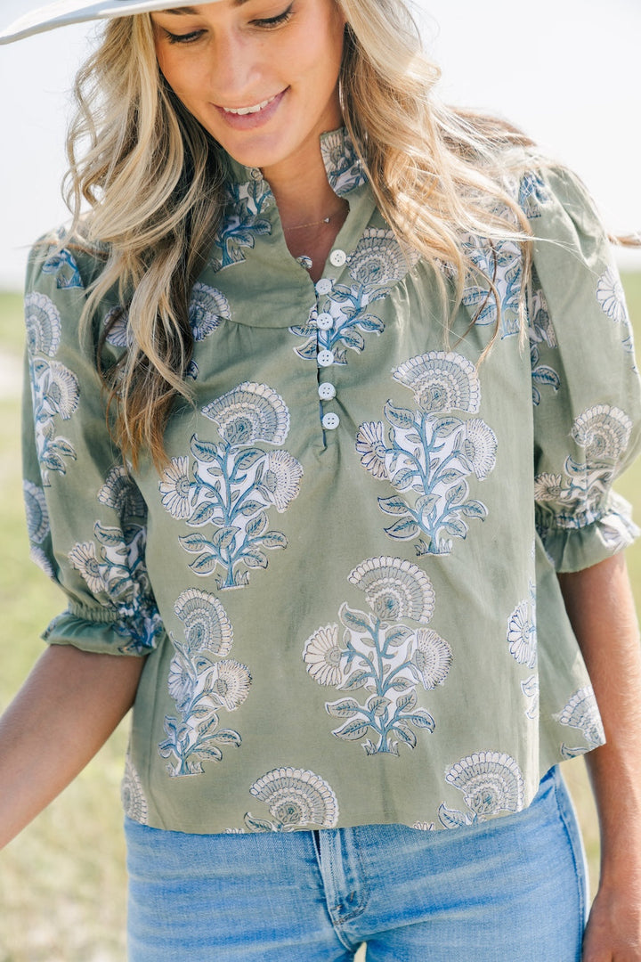 Victoria Dunn Ellie Blouse- Sagebrush