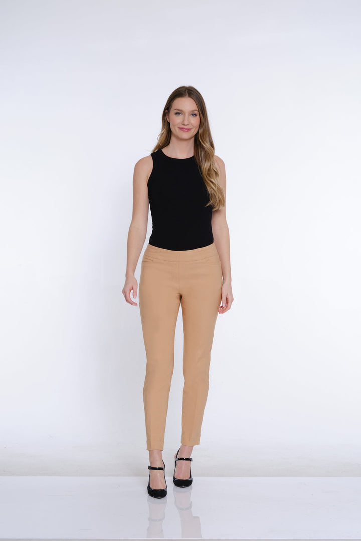 Slimsation Fine Line Twill Ankle Pant- Camel