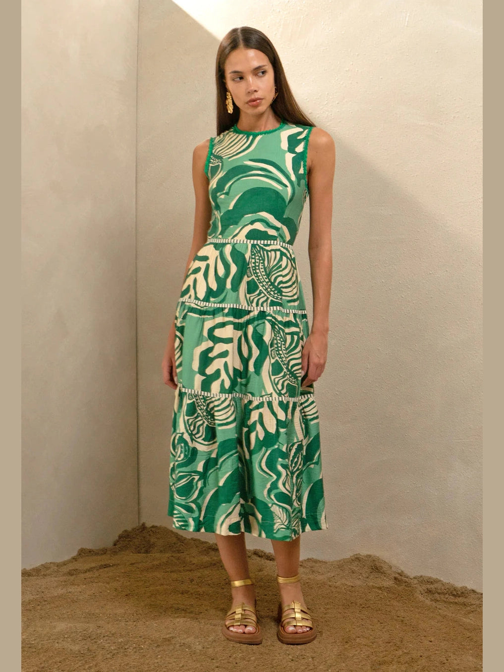 Adelyn Rae Alva Leaf Print Tiered Maxi Dress Adelyn Rae Alva Leaf Print Tiered Maxi Dress