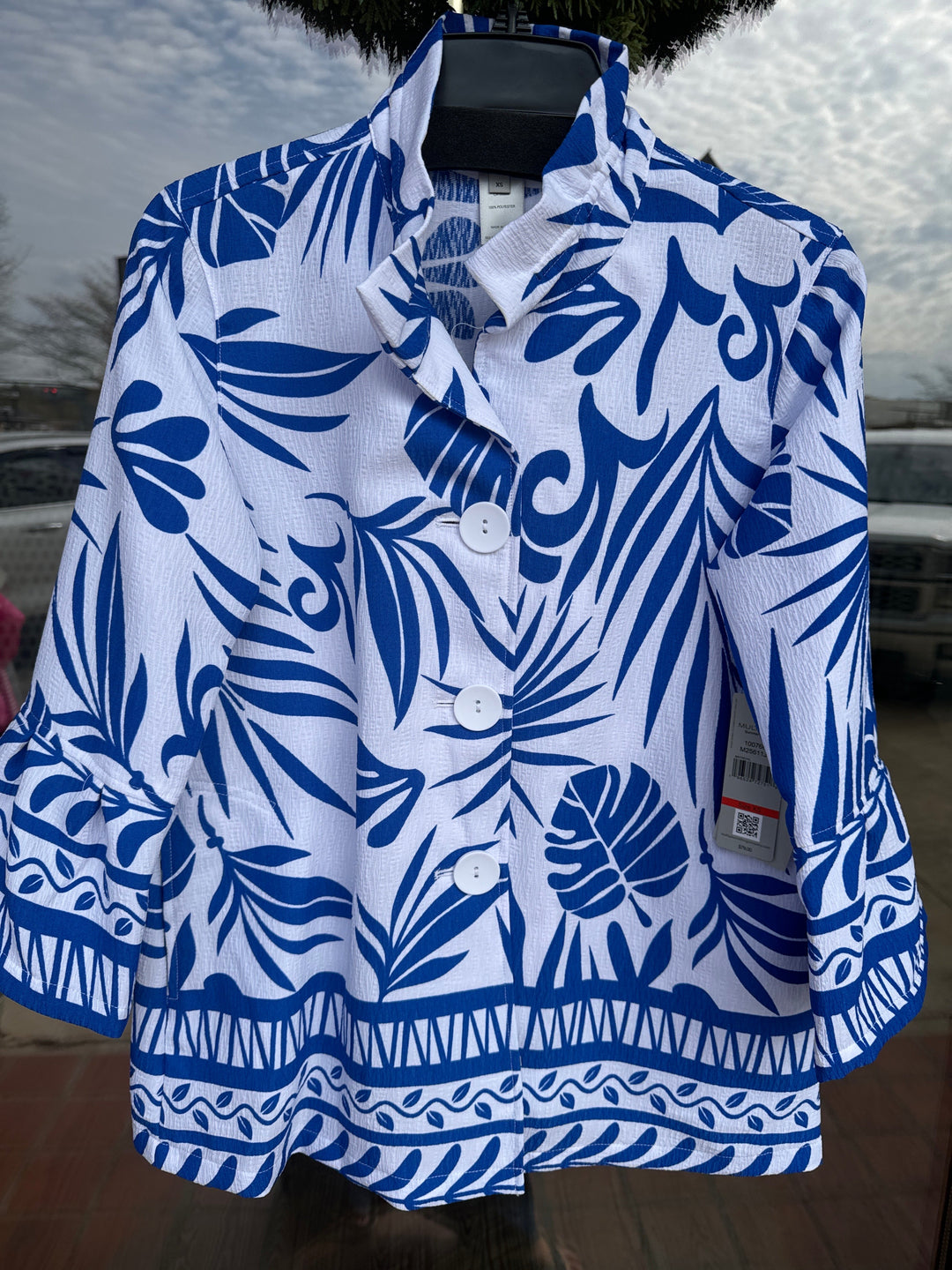 Multiples 2-Pocket Button Front Jacket - Bright Royal - PETITE