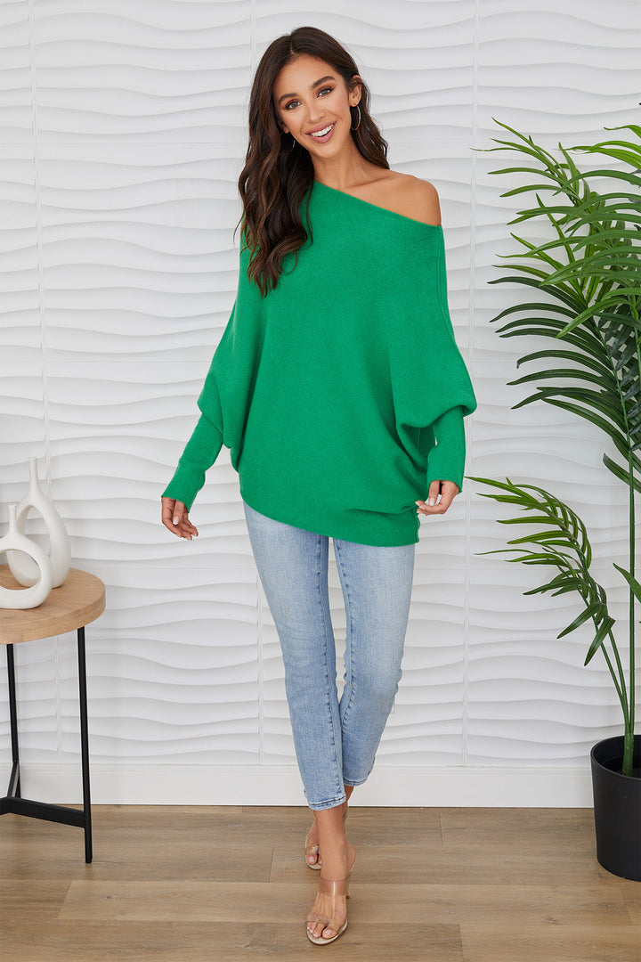 Milio Milano Asymmetrical Sweater- Kelly Green