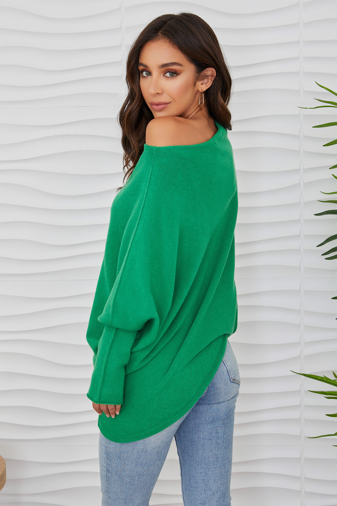 Milio Milano Asymmetrical Sweater- Kelly Green