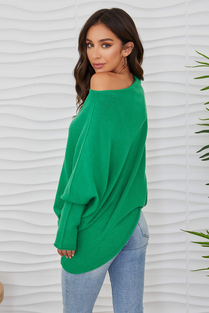 Milio Milano Asymmetrical Sweater- Kelly Green