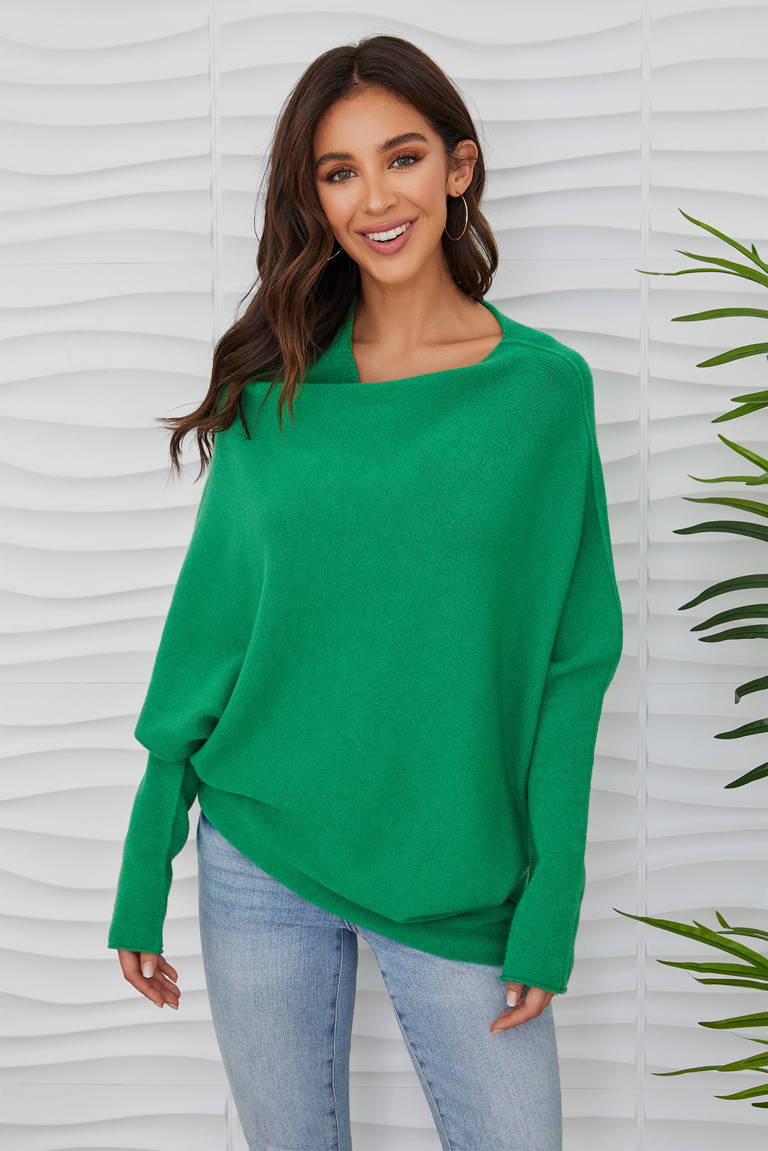 Milio Milano Asymmetrical Sweater- Kelly Green