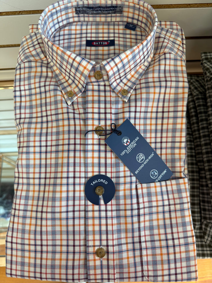 Batton Moss Non-Iron Button Down- Orange