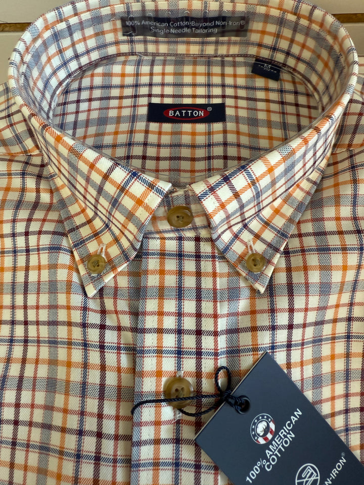 Batton Moss Non-Iron Button Down- Orange