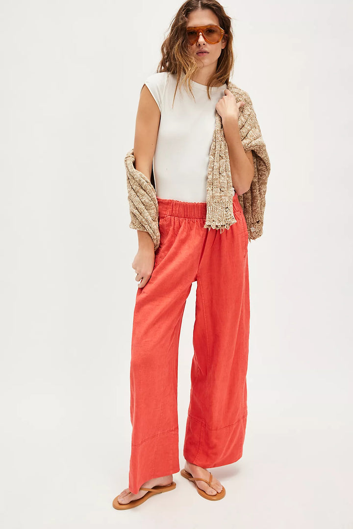Free People Days End Linen Pull On Pant