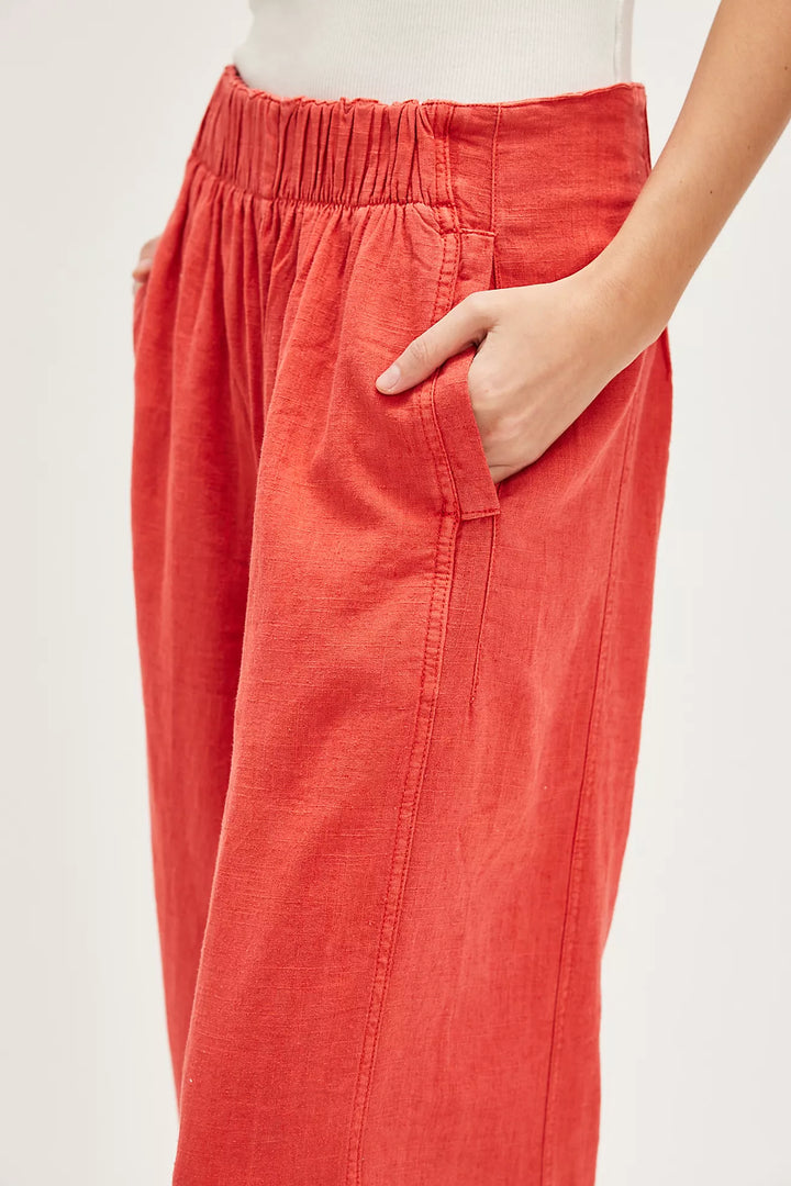 Free People Days End Linen Pull On Pant