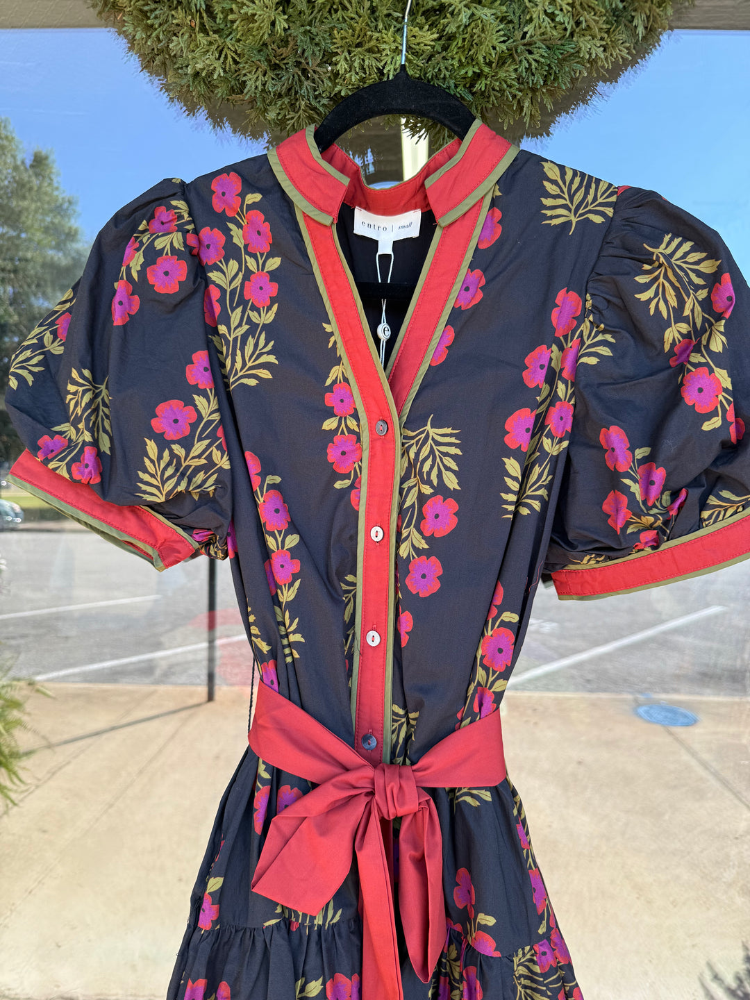 Entro Midnight Garden Trellis Belted Mini Dress
