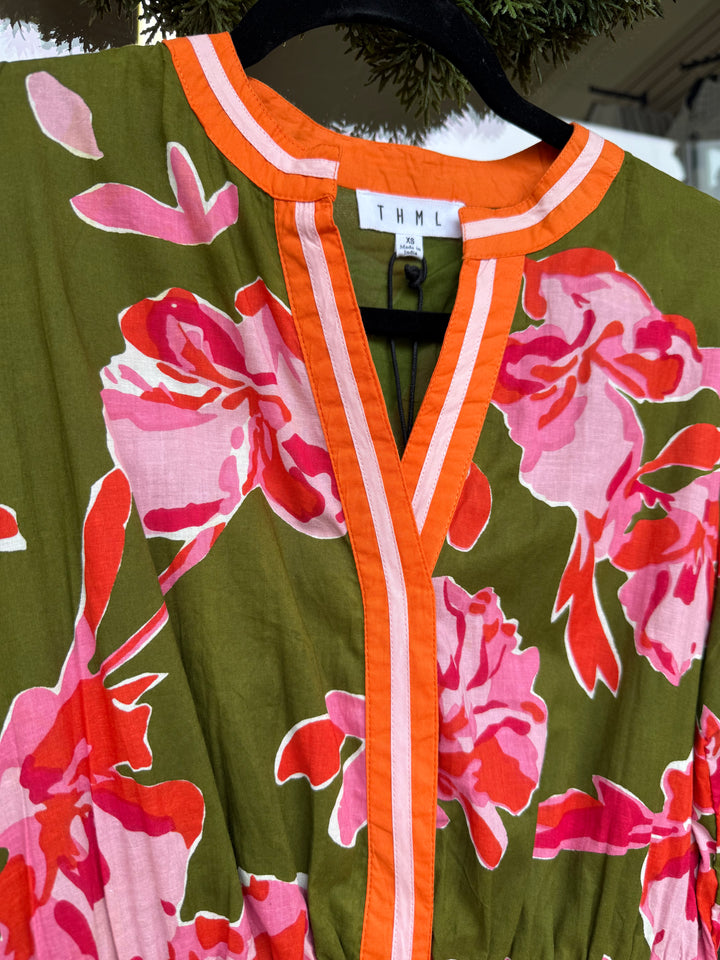 THML Puff Sleeve Flower Print dress