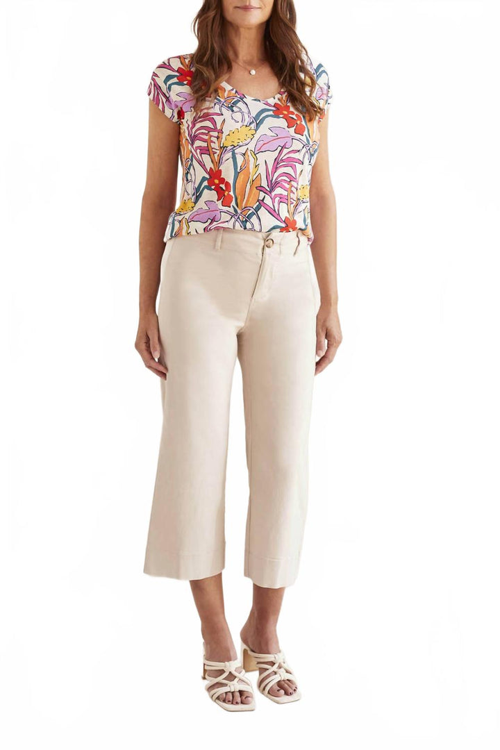 Tribal High Rise Fly Front Capri Pant
