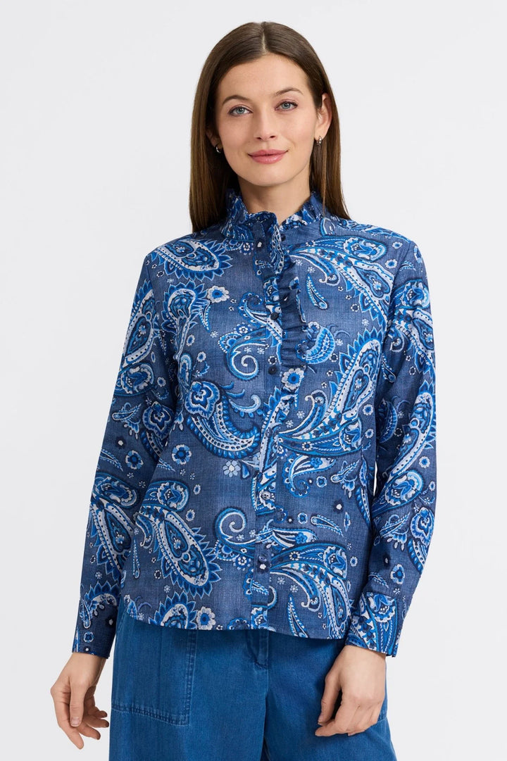 Foxcroft Sadie Denim Paisley Shirt
