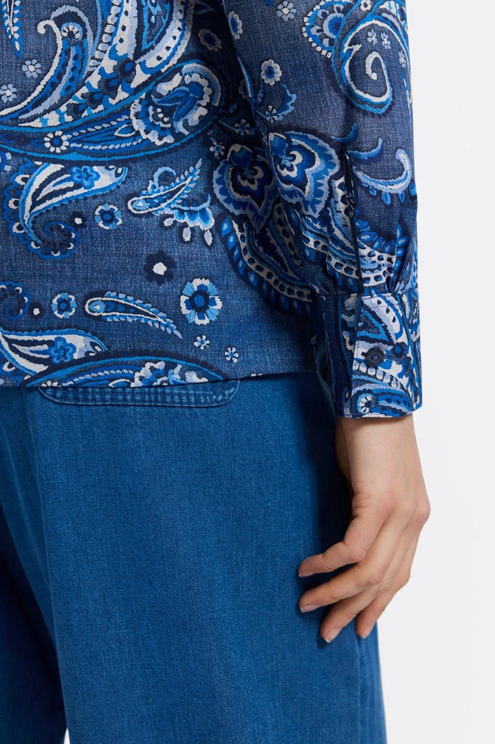 Foxcroft Sadie Denim Paisley Shirt