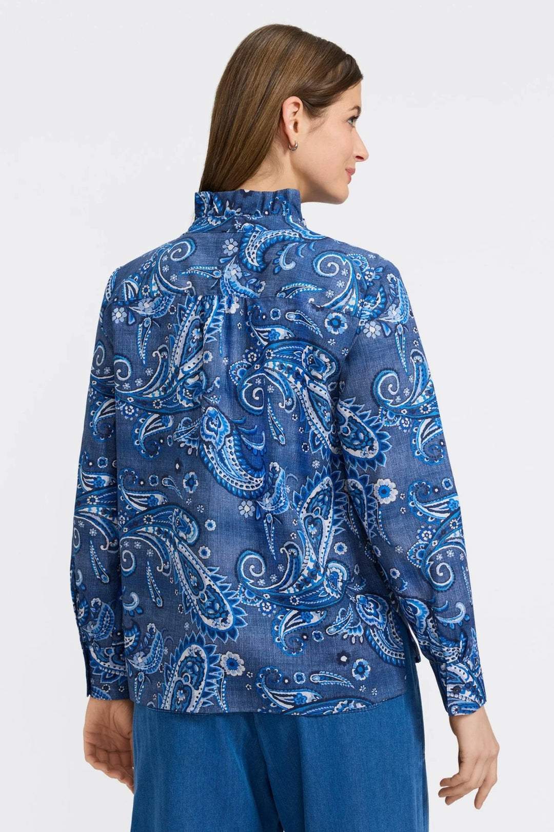 Foxcroft Sadie Denim Paisley Shirt