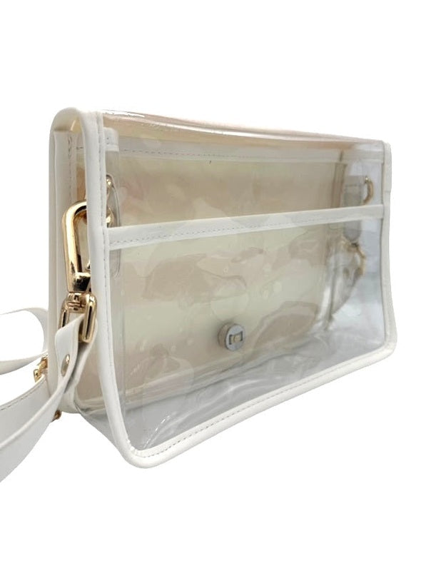 Garland Clear Stadium Bag- Tennessee Orange Gingham w/ White Bamboo Handle