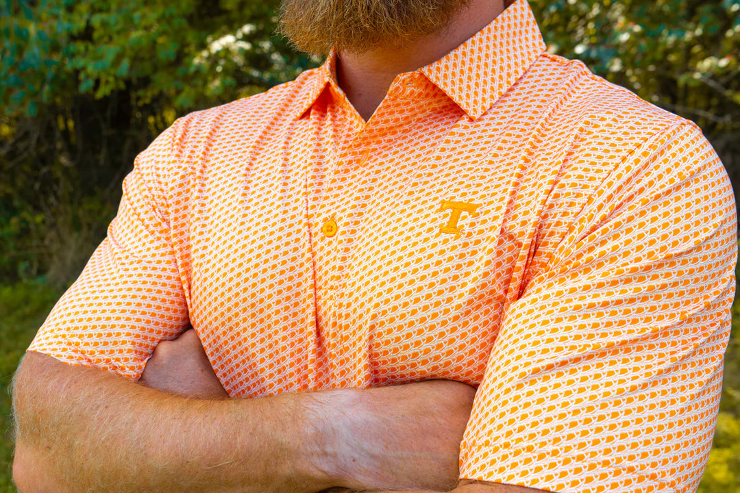 Volunteer Traditions Power T Football Polo - Orange