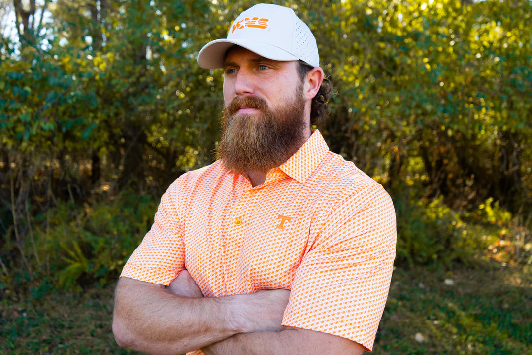 Volunteer Traditions Power T Football Polo - Orange