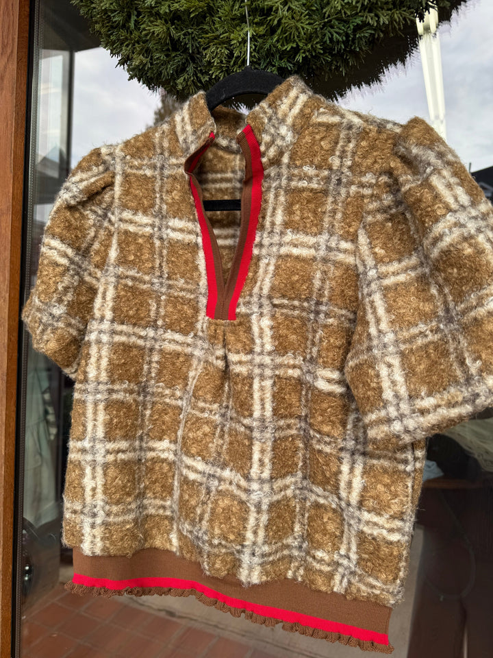 Plaid Sherpa Top