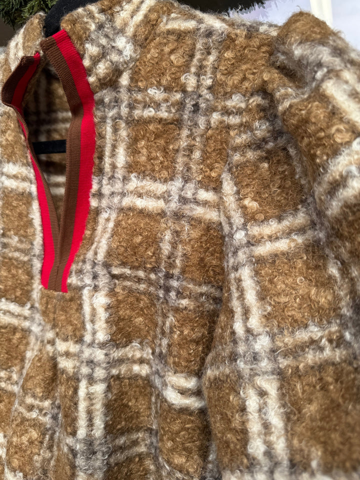 Plaid Sherpa Top