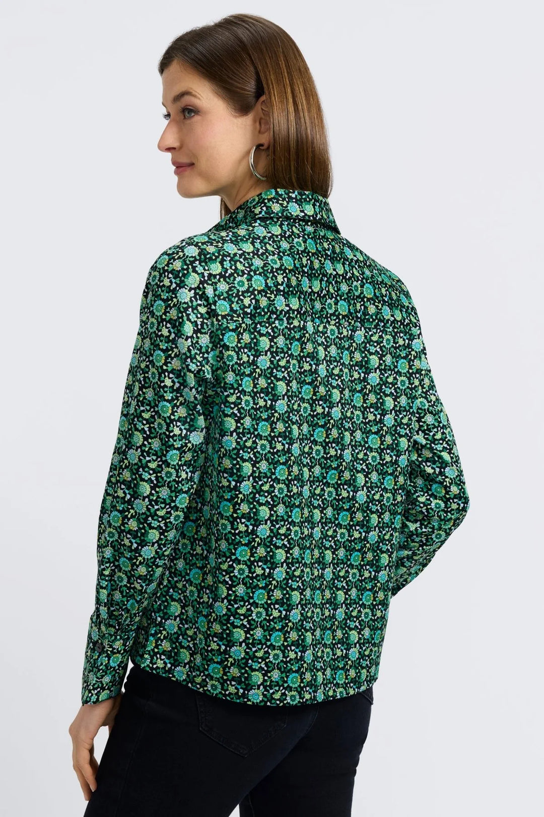 Foxcroft Bella Geo Floral Popover Shirt