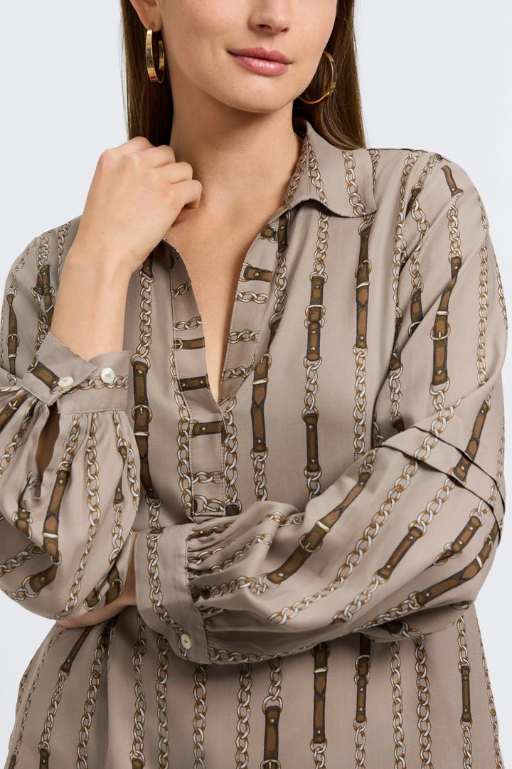 Foxcroft Frankie Chain Stripe Popover Shirt