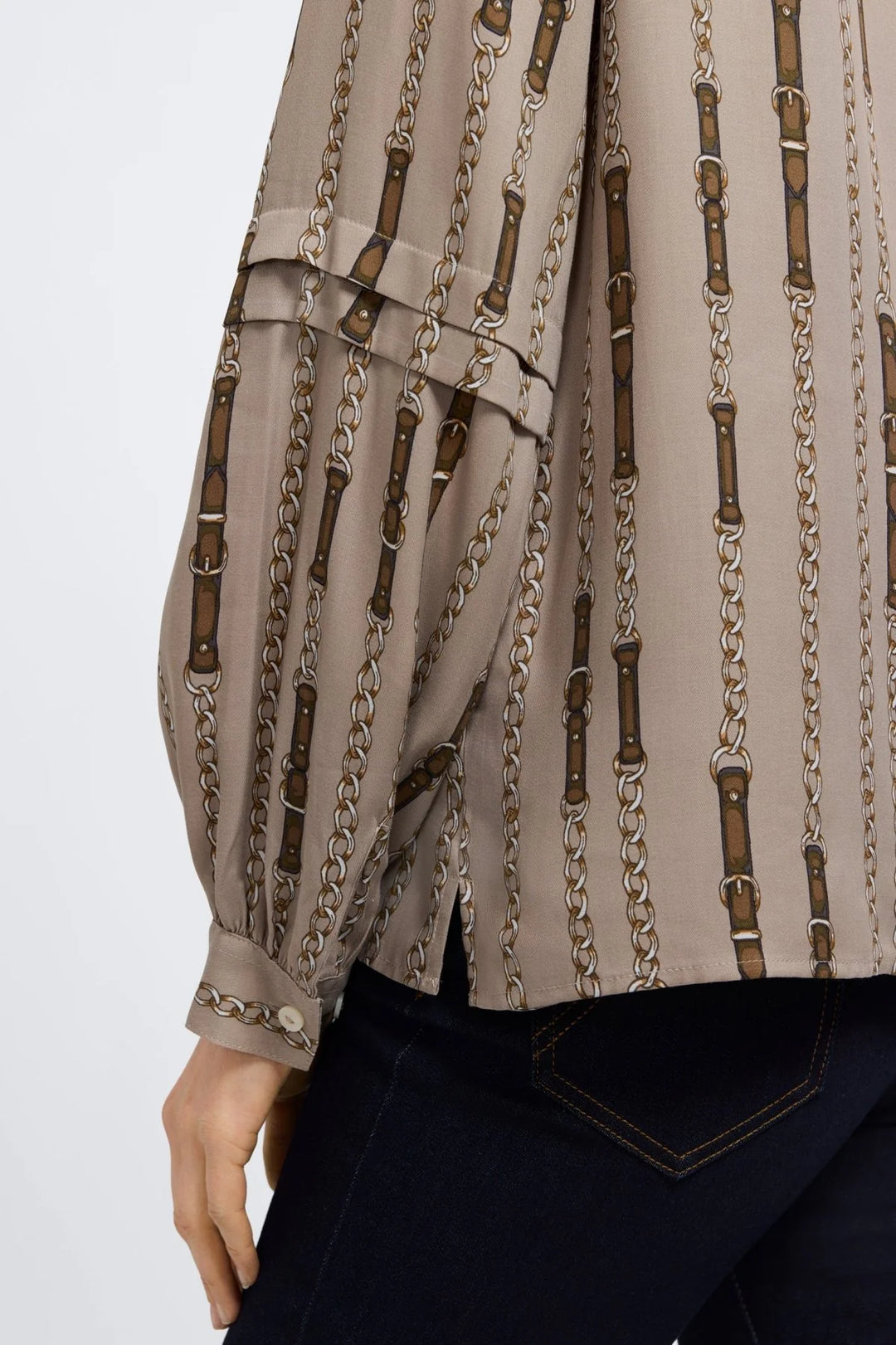 Foxcroft Frankie Chain Stripe Popover Shirt