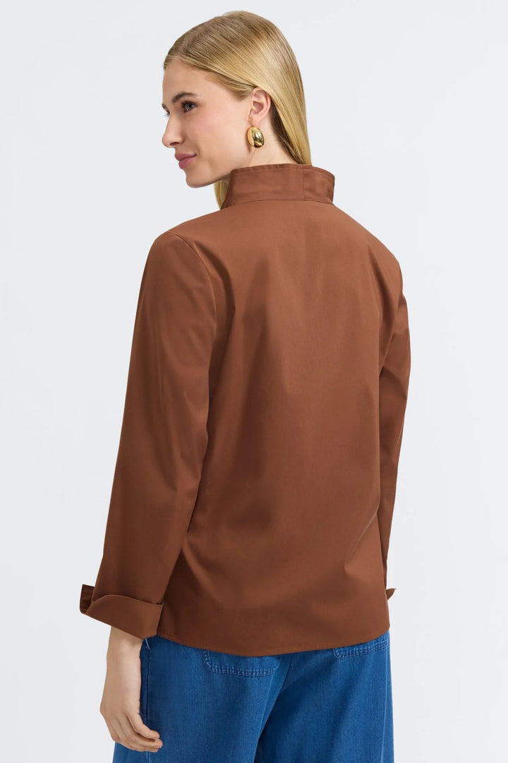 Foxcroft Tammy No Iron Popover Shirt -Macchiato