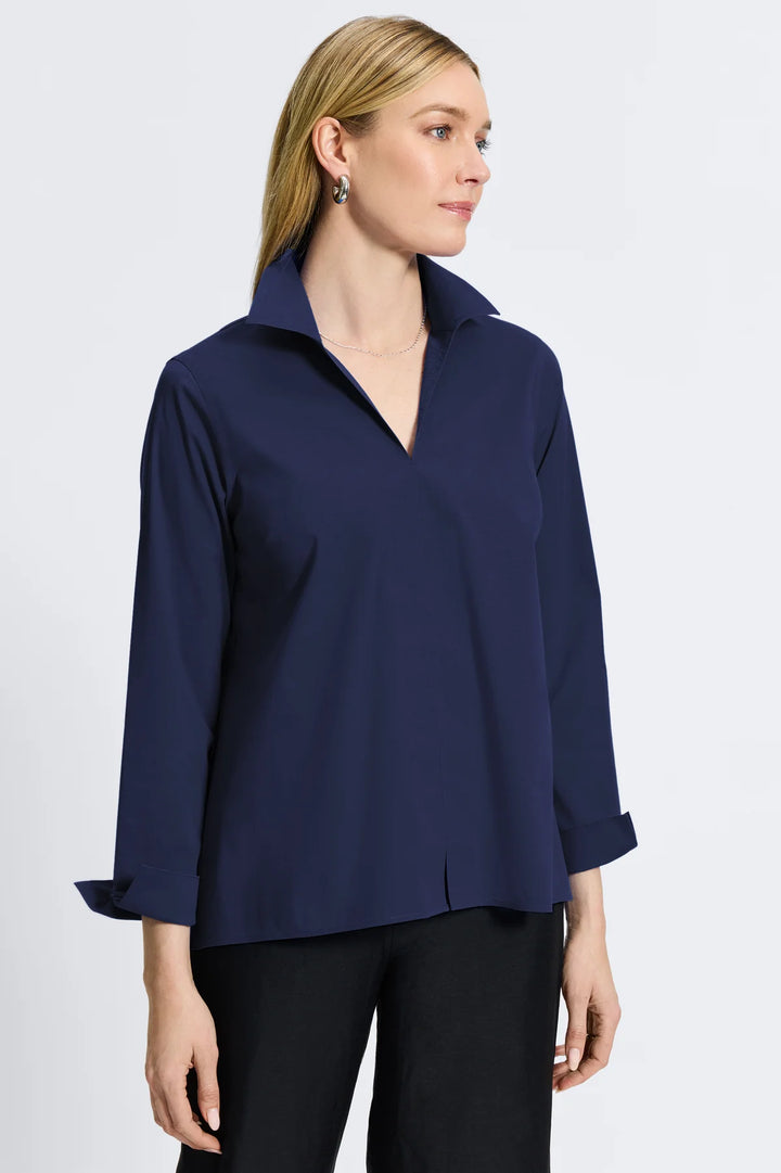 Foxcroft Agnes Popover Shirt - Navy