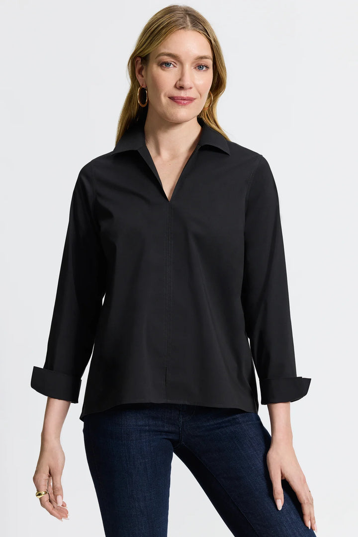 Foxcroft Agnes Popover Shirt - Black