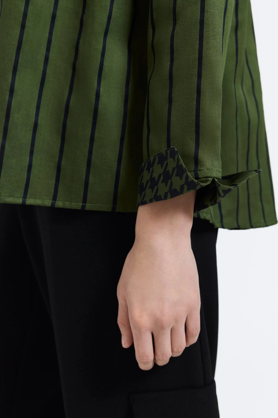 Foxcroft Agnes Stripe & Houndstooth Popover Shirt
