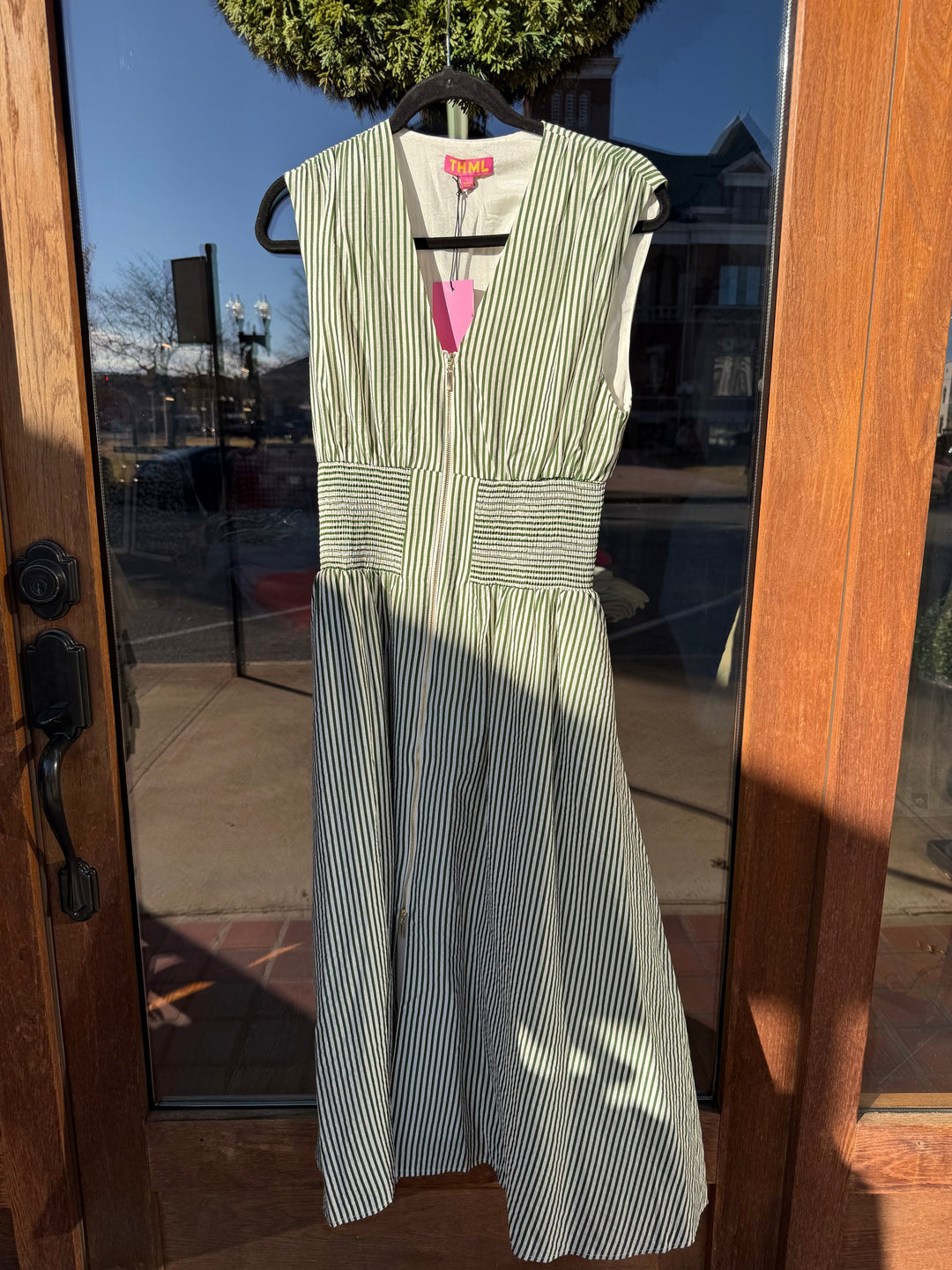 THML Green Striped Maxi Dress
