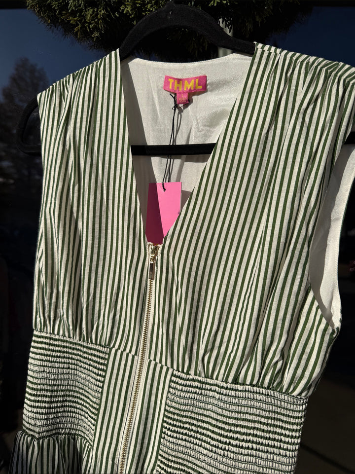 THML Green Striped Maxi Dress