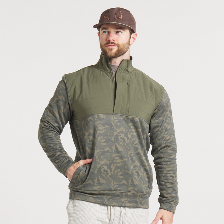 Southern Marsh Harris Stretch Pullover- Duck Camp- Dark Olive