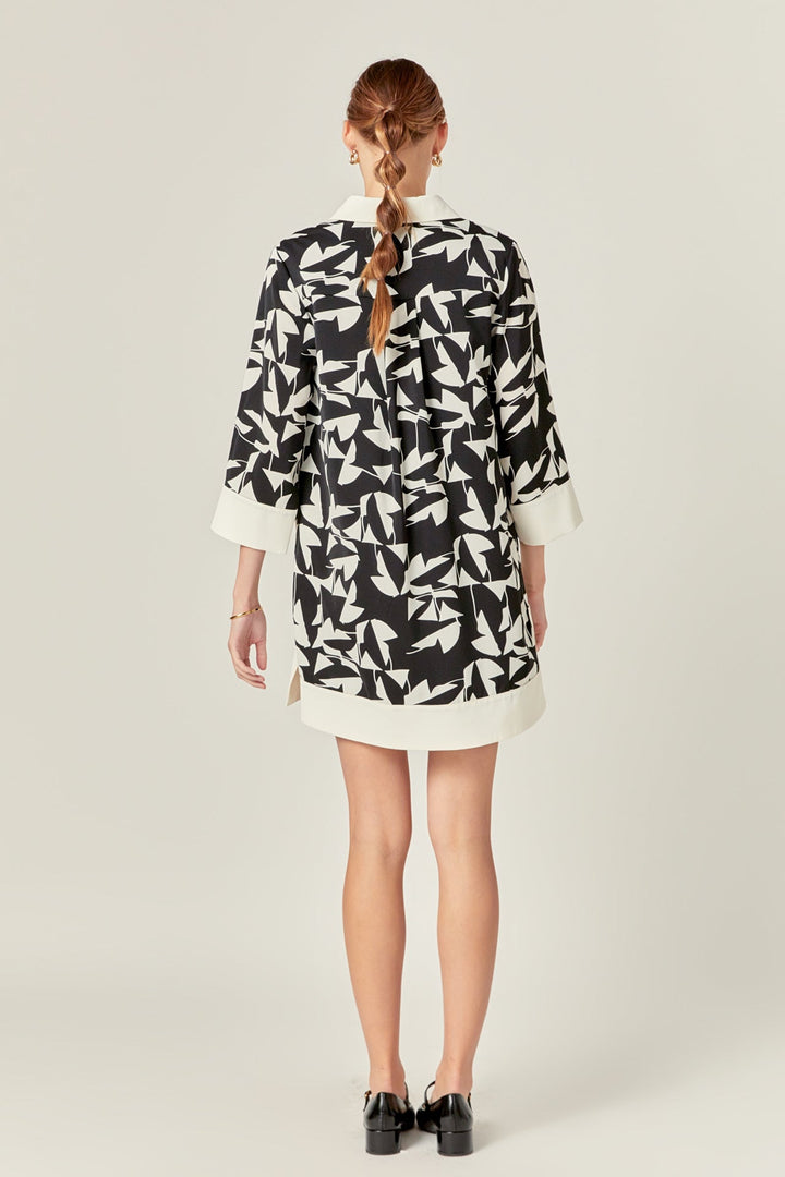 English Factory Printed Tunic Dress - Black & White