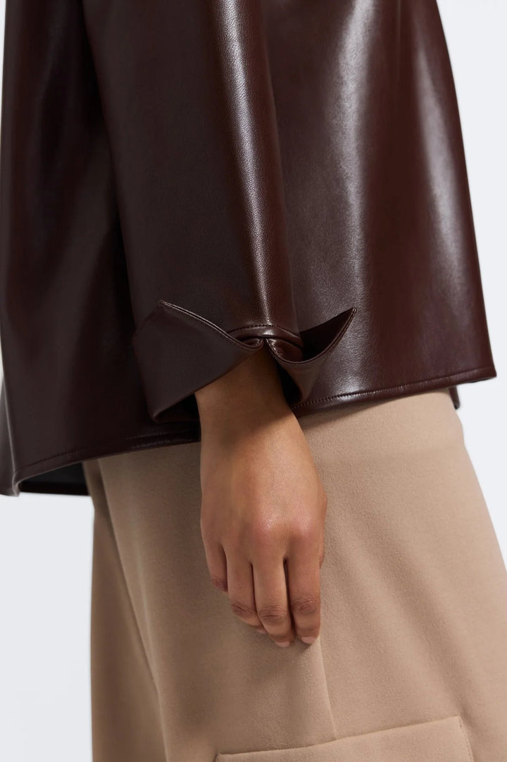 Foxcroft Agnes Vegan Leather Popover Shirt