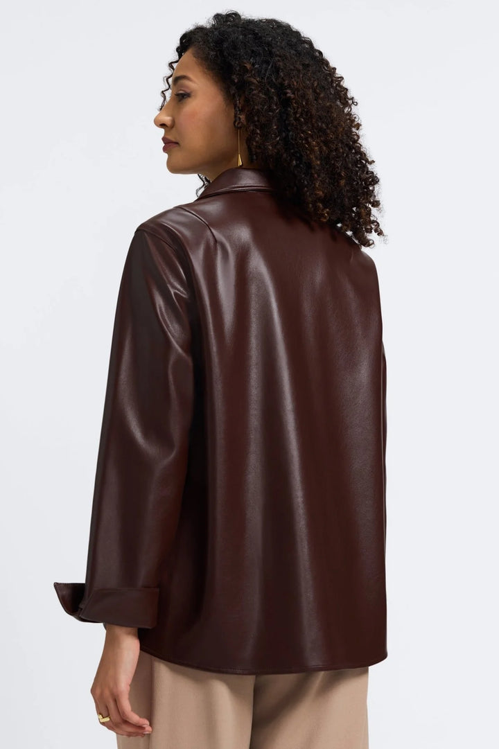 Foxcroft Agnes Vegan Leather Popover Shirt