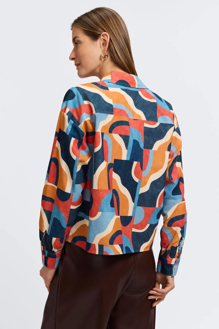 Foxcroft Marina Corduroy Mid Century Art Shirt